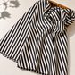 Black & Ivory Striped Modal Satin Printed Fabric – Soft & Flowy 44” (₹425 per meter)