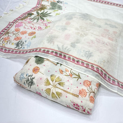Pure Linen Print Combo (Top+Dupatta)