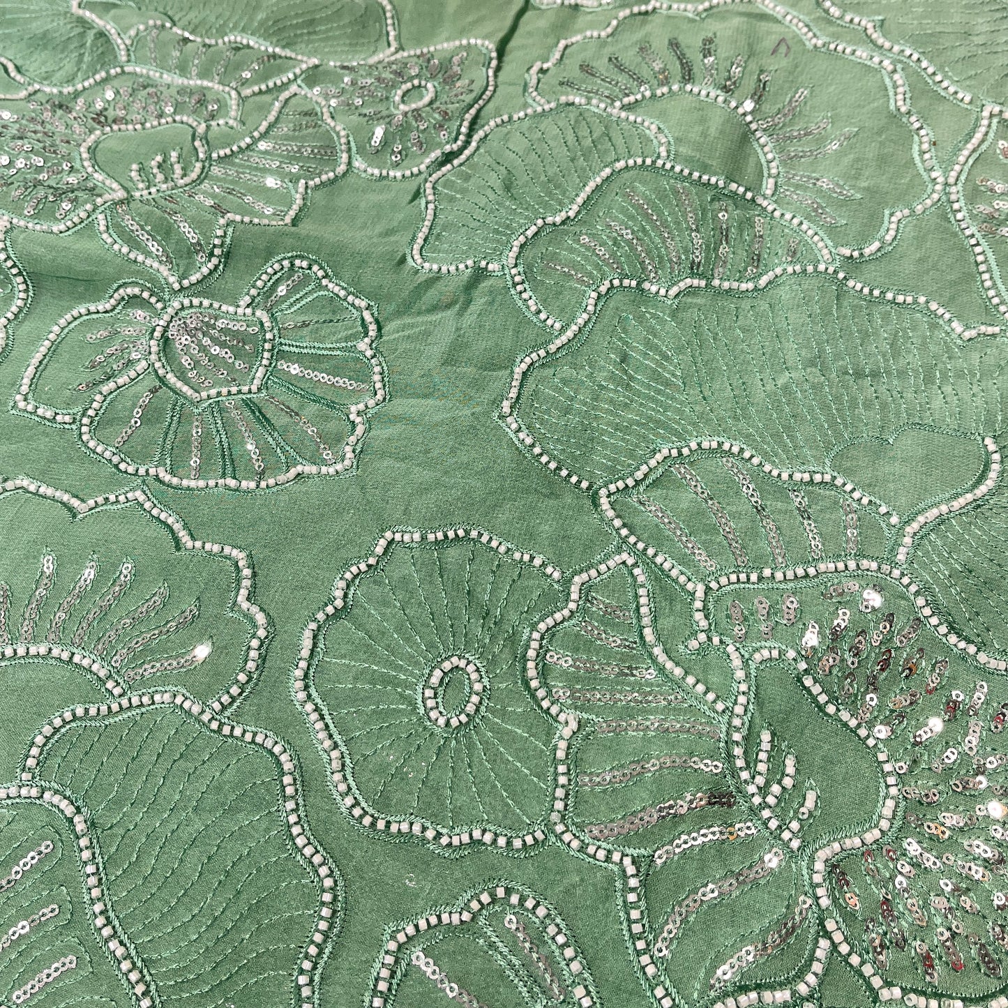 Pure Georgette Cutdana Embroidery