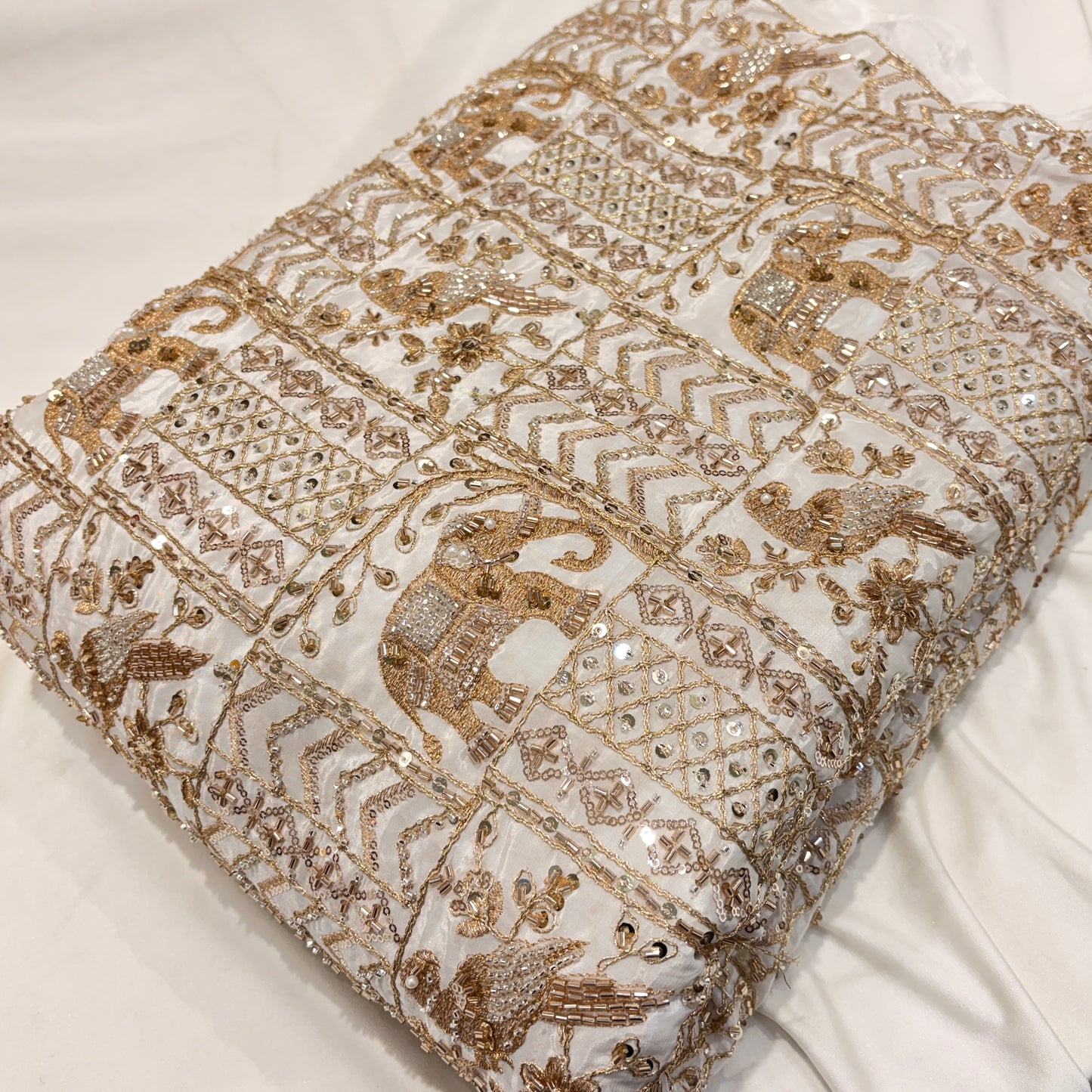 Dyeable Crepe Cutdana Nalki Work ₹1500/mtr