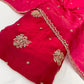 Magenta (Red + Pink) Organza Shimmer Suit with Heavy Nalki Cutdana Embroidery & Handwork Dupatta | Unstitched Punjabi Suit (₹2999 per suit)