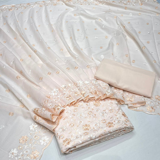 Pure Cotton Chikan Suit (Unstitched)