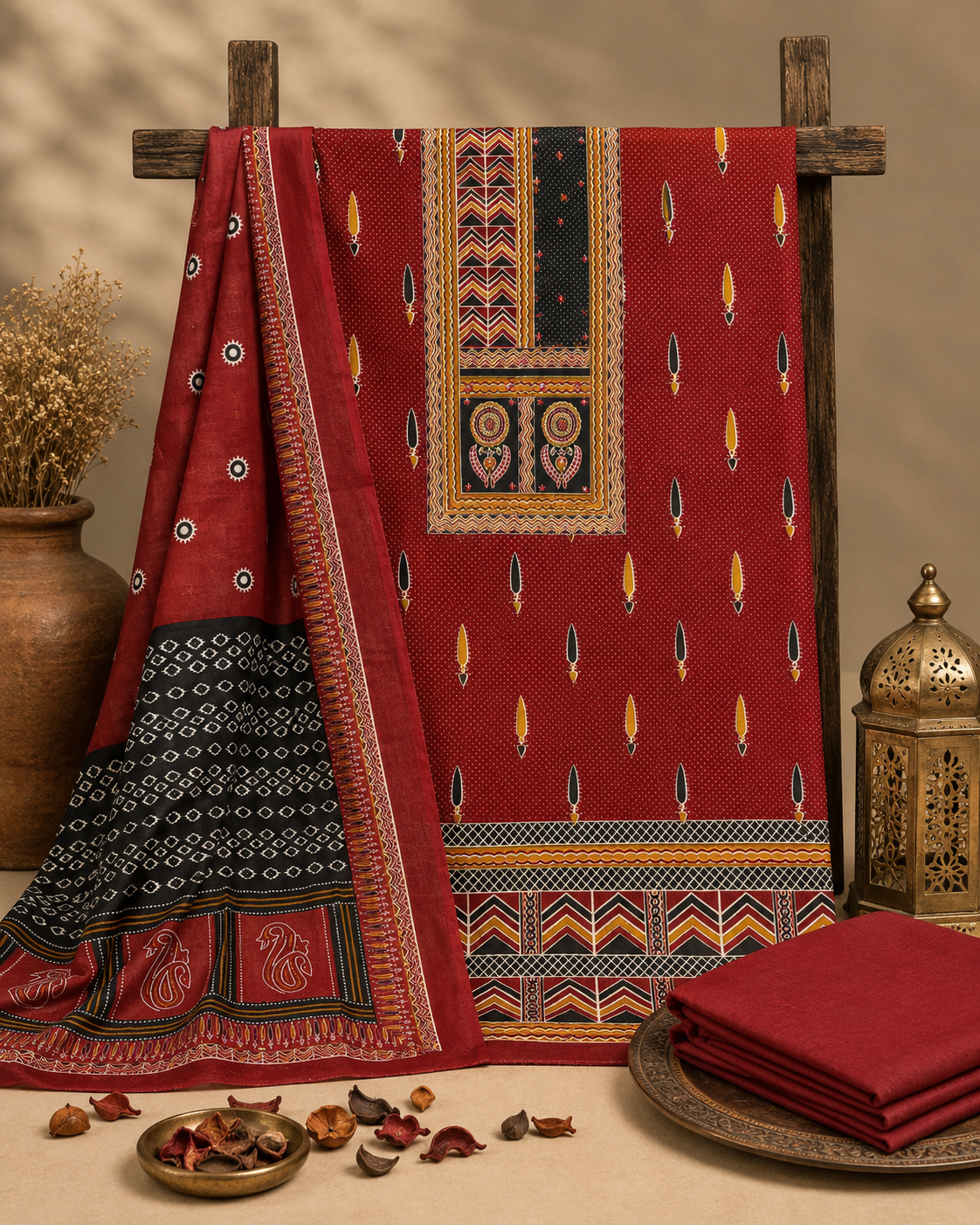 Pure Cotton Printed Unstitched Suit Mirror Highlighting (₹1090 per suit)