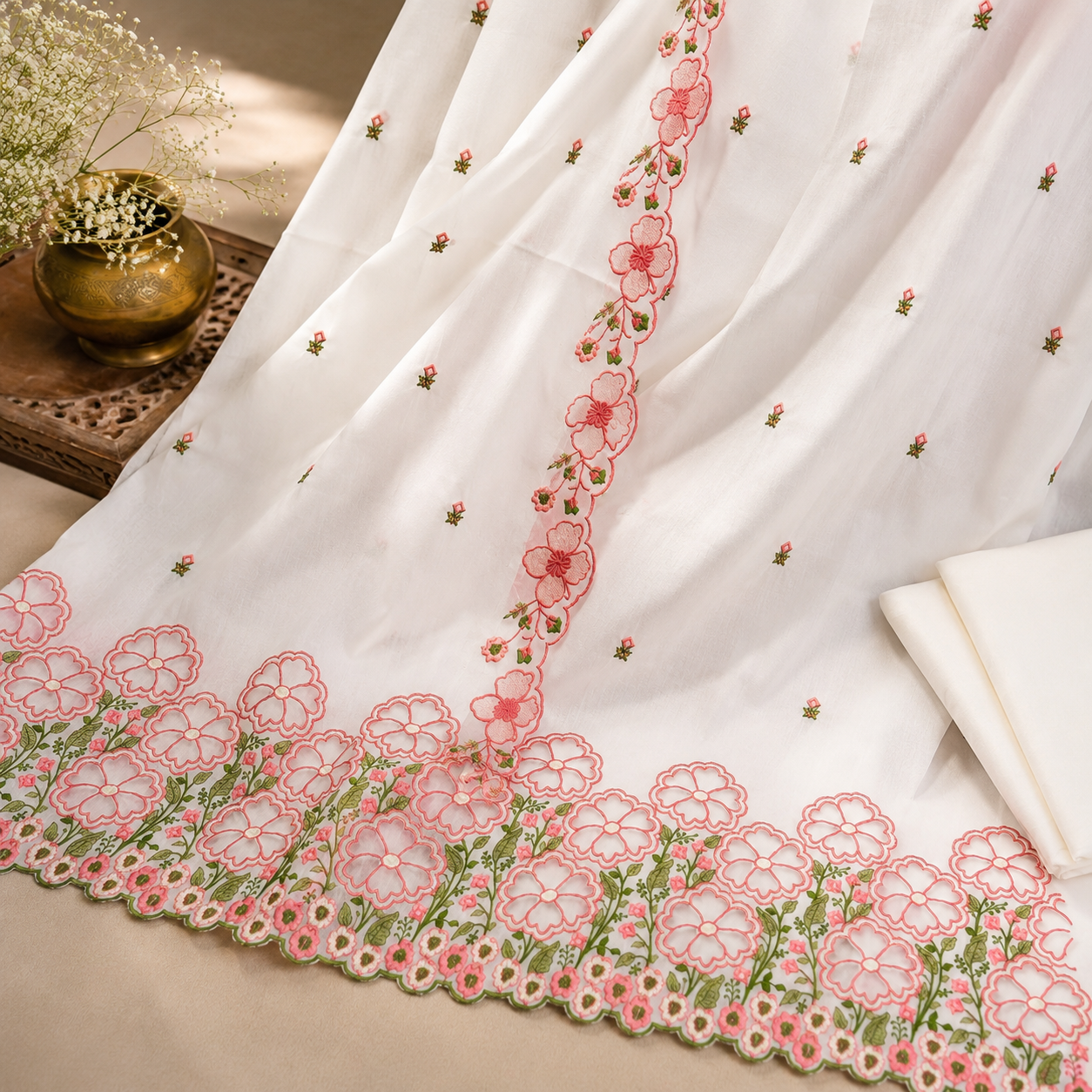 Pure Cotton Cutwork Embroidered Unstitched Suit (₹1650 per suit)