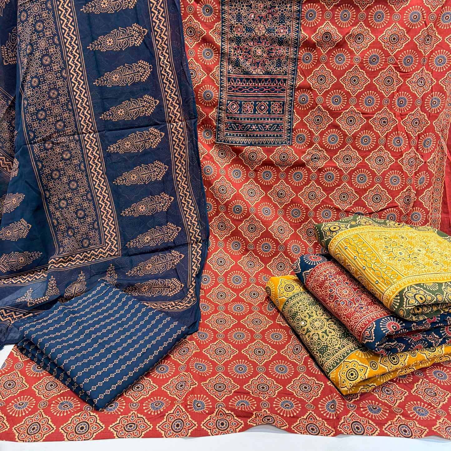 Pure Cotton Ajrakh Suit (Unstitched)