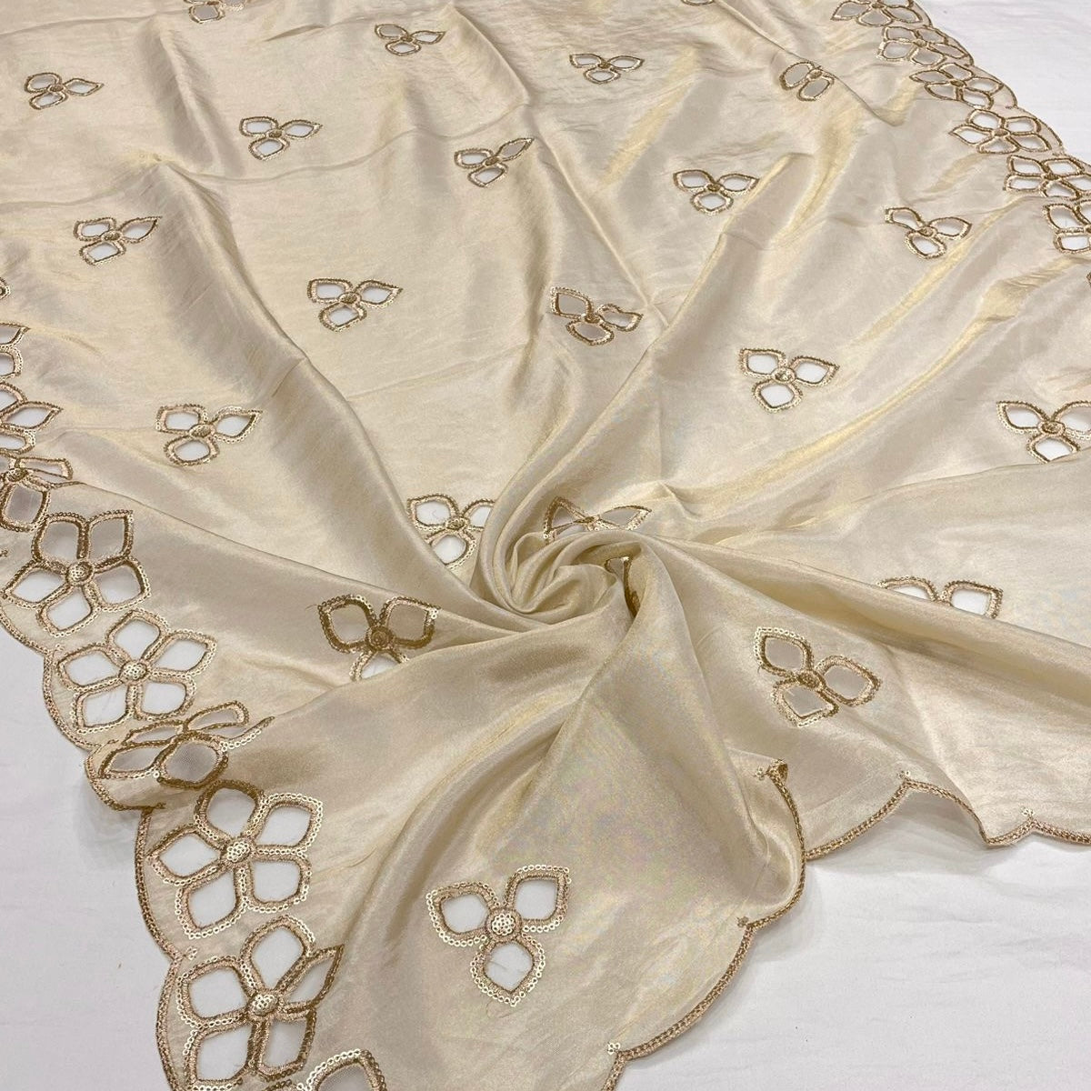 Shimmer tissue embroidered dupatta