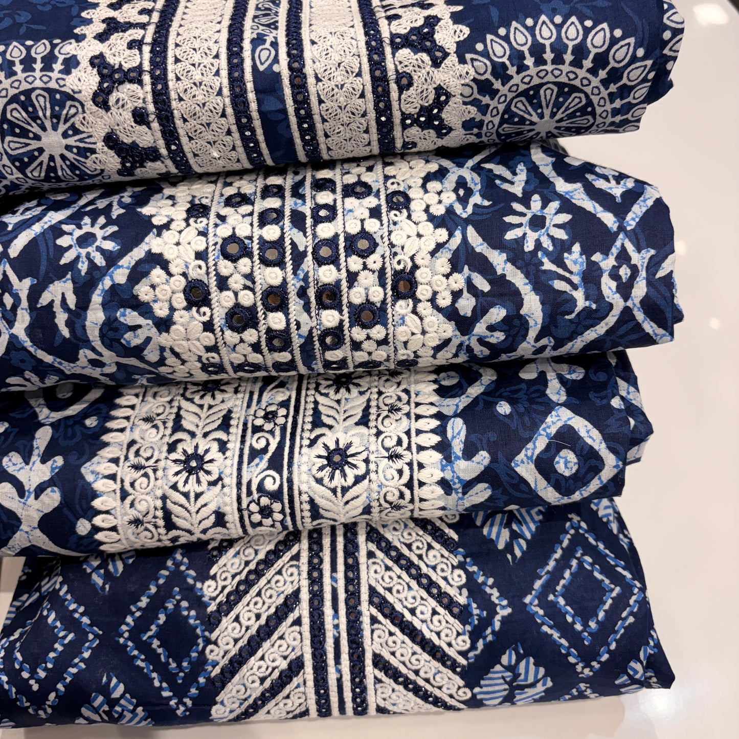 Pure Cotton Brush Print Suit (Unstitched)
