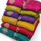 Pure Crepe Bandhani Cutdana Nalki Work with Matching Chinon Dupatta