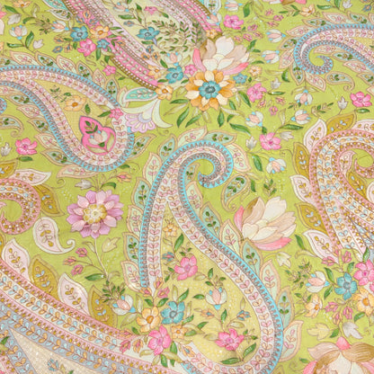 Luxury Pure Organza Paisley Position Print Embroidery (₹1350 per meter)