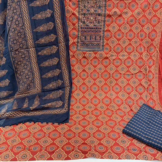 Pure Cotton Ajrakh Suit (Unstitched)
