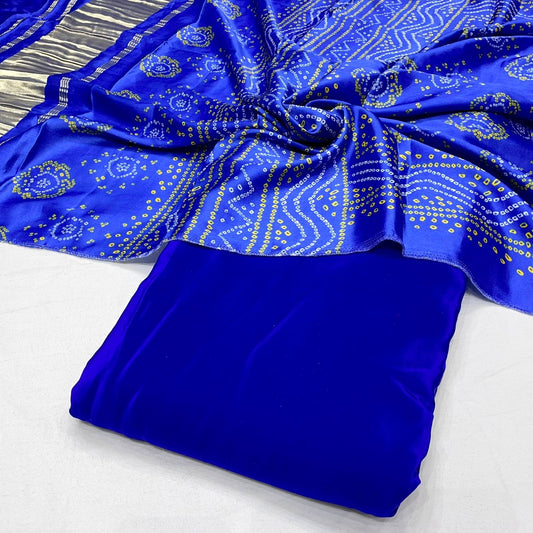 Gajji Silk Bandhani Dupatta with Plain Crepe Suit