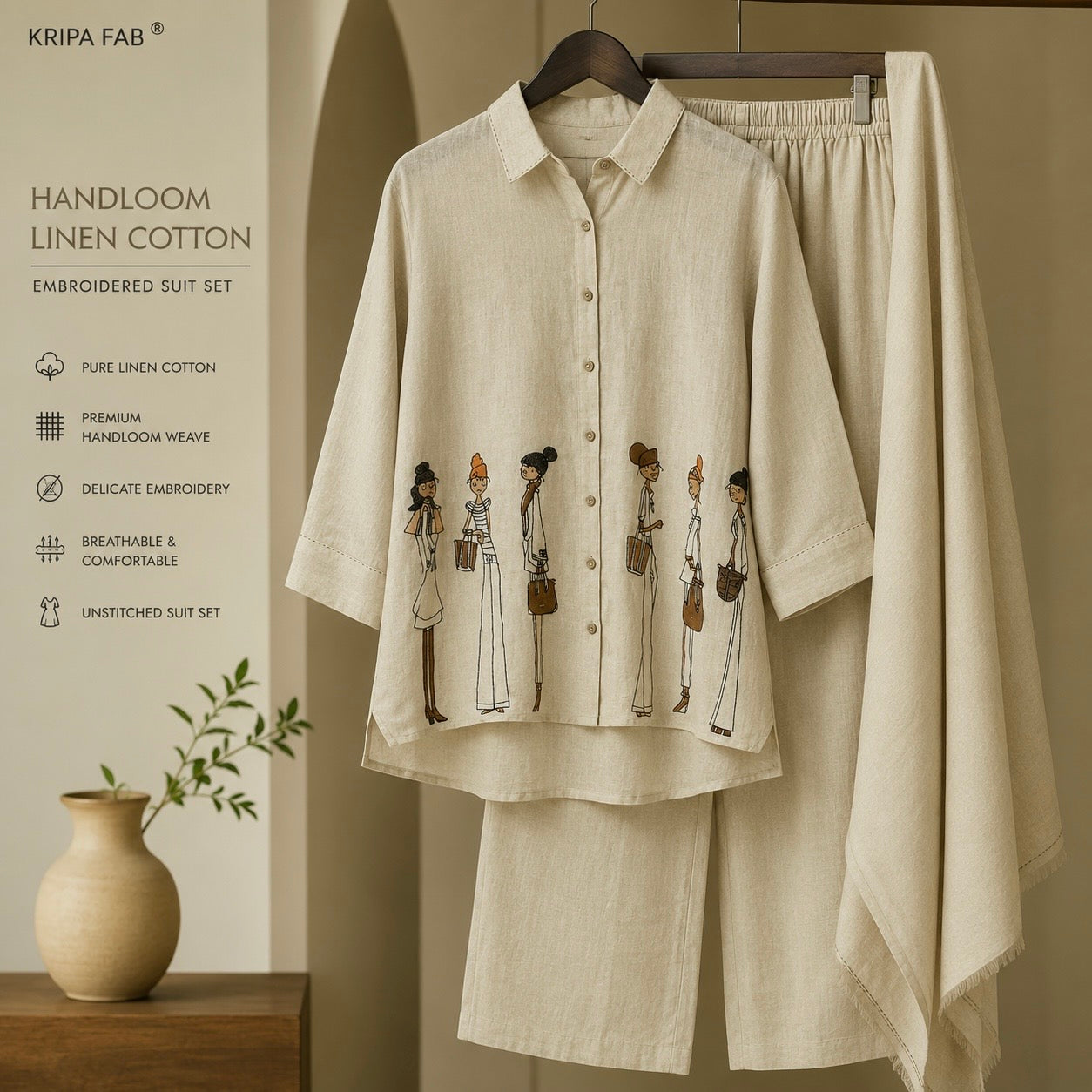 Pure Handloom Linen Fabric by Meter | Soft, Breathable & Summer Friendly (₹350 per meter)