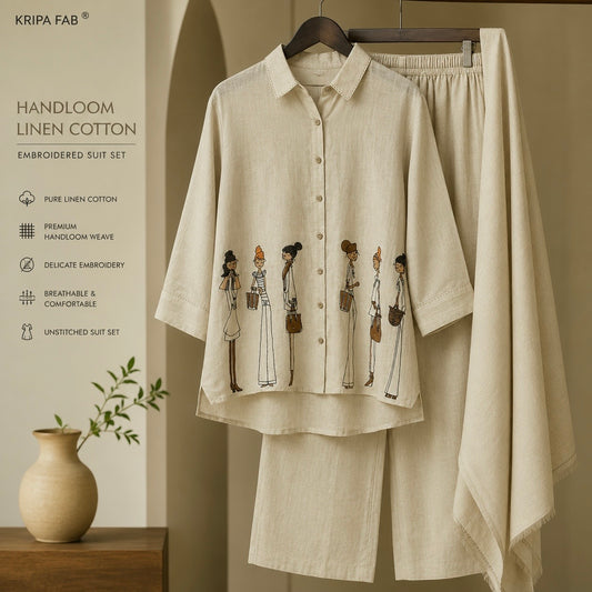Pure Handloom Linen Fabric by Meter | Soft, Breathable & Summer Friendly (₹350 per meter)