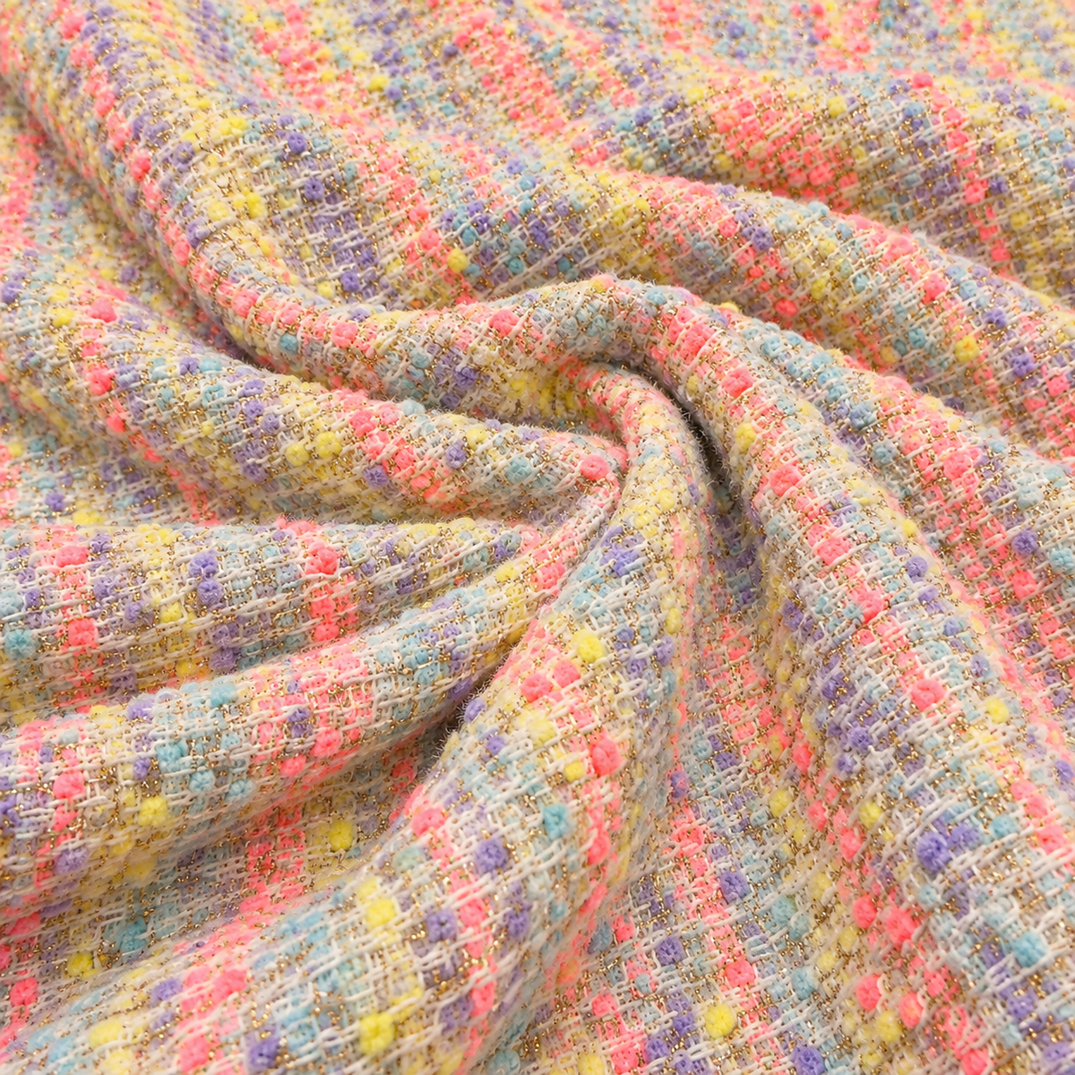 Premium Multicolor Tweed Fabric with Golden Shimmer | 54 Inch Wide Winter Fabric for Co-Ord Sets, Jackets & Coats etc (₹1050 per meter)
