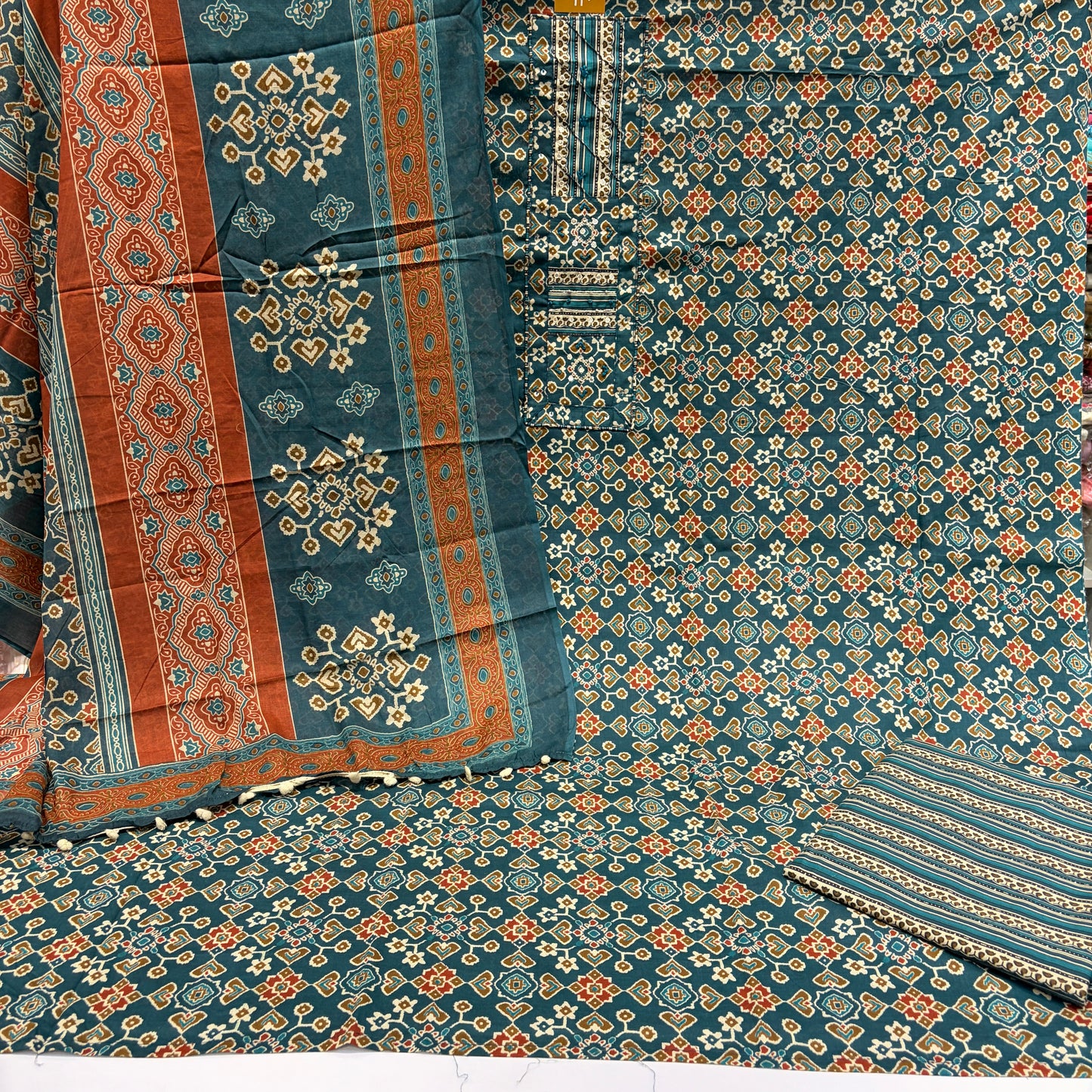 Pure Cotton Patola Suit (Unstitched)