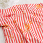 Pure Organic Cotton Digital Print Floral Stripe Fabric – Gajri Red| Soft Breathable Summer Fabric | 44” Width (₹300 per meter)