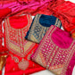 Gajji Silk Unstitched Suit with Embroidered Neckline & Bandhani Print (₹3700 per suit)
