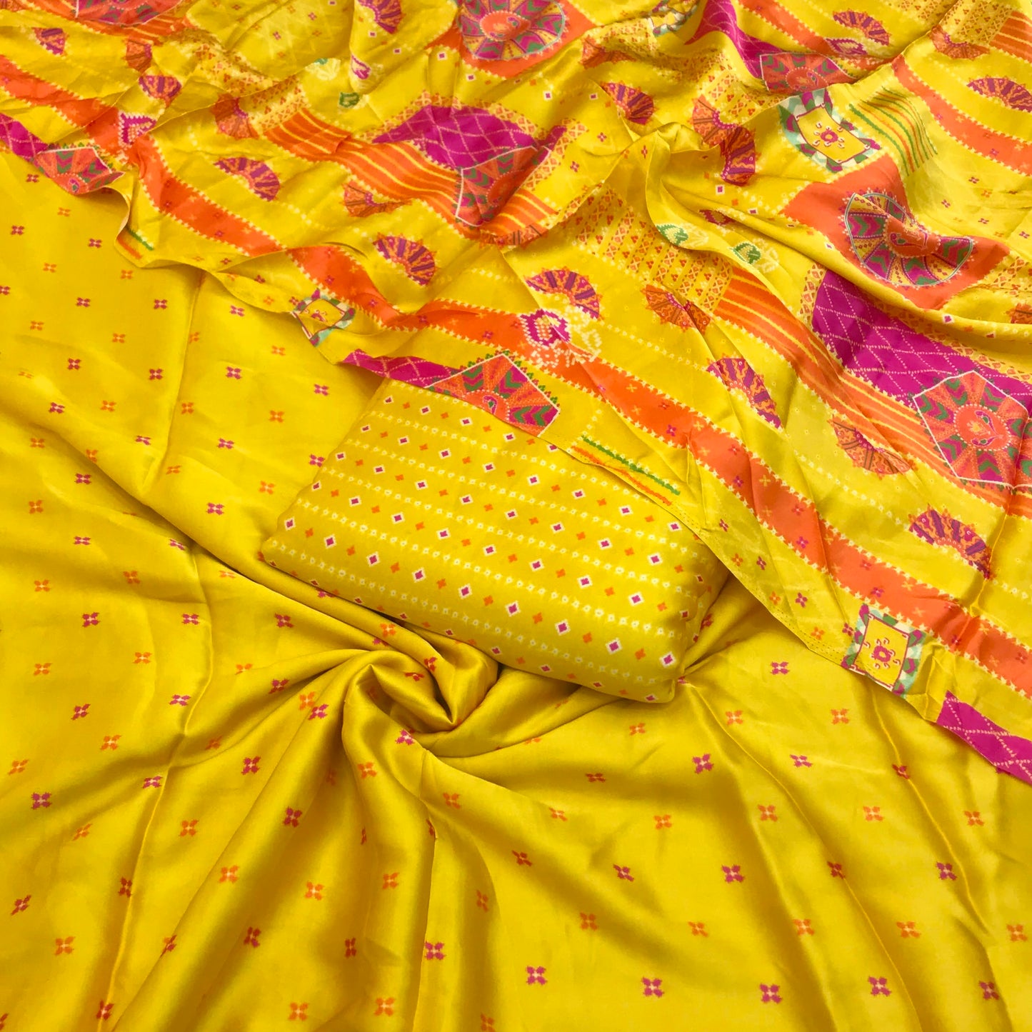 Premium Pure Bemberg Modal Satin Printed Suit | Soft Shiny Ethnic Dress Material (₹3300 suit)
