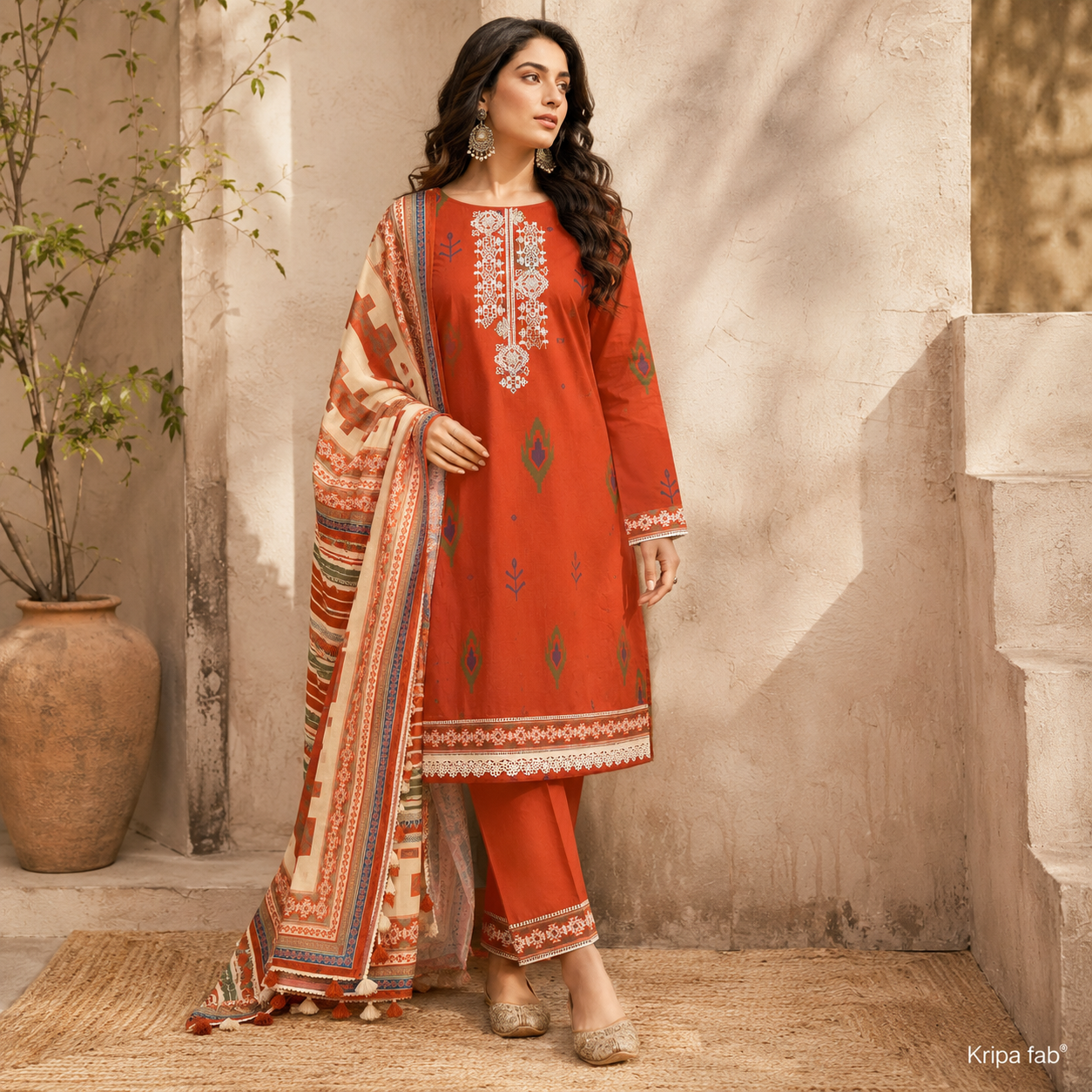 Pure Cotton Lacework Unstitched Suit (₹2150 per suit)
