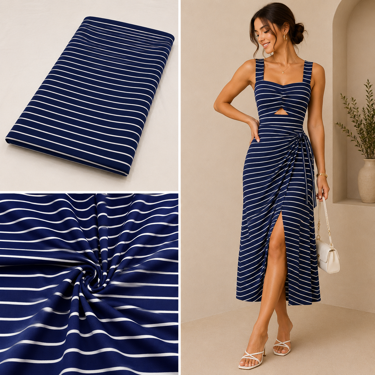 Pure Cotton Striped Fabric Big Width – Summer Dress & Shirt Material