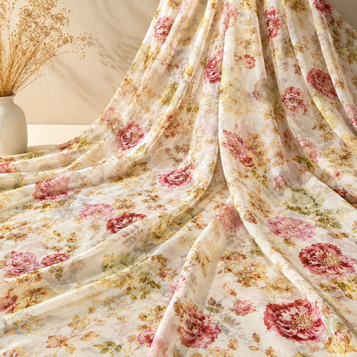 Luxury Floral Garden Viscose Georgette Print Fabric (₹350 per meter)