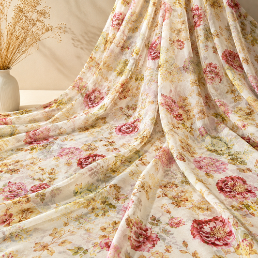 Luxury Floral Garden Viscose Georgette Print Fabric (₹350 per meter)