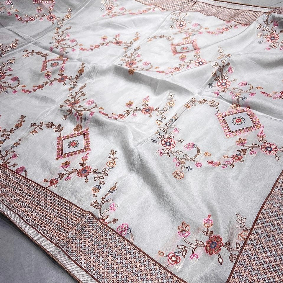 Soft Silk Jacquard Dupatta, Dyeable