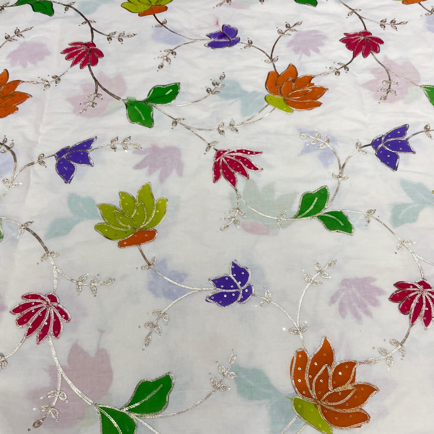 Pure Cotton Hand Prints with Gota Embroidery