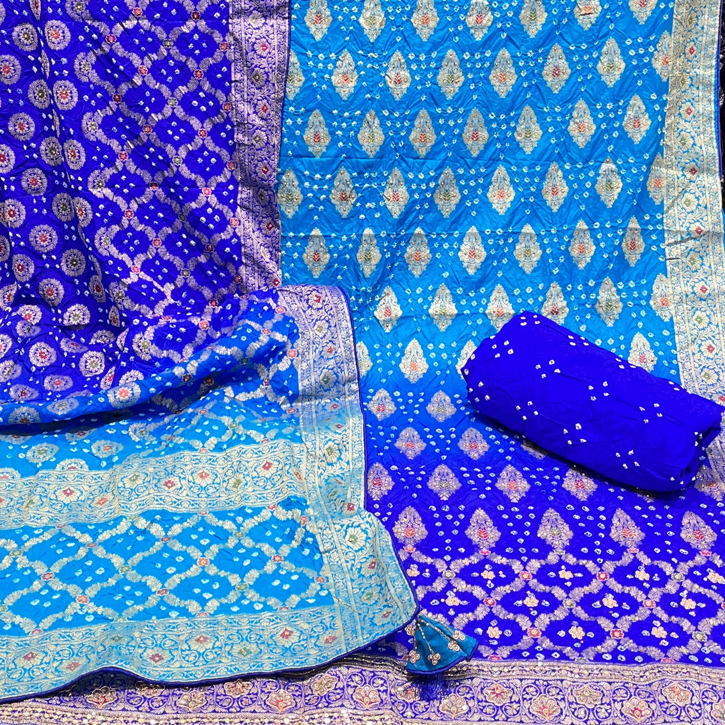 Banarsi Silk Premium Bandhej Suits