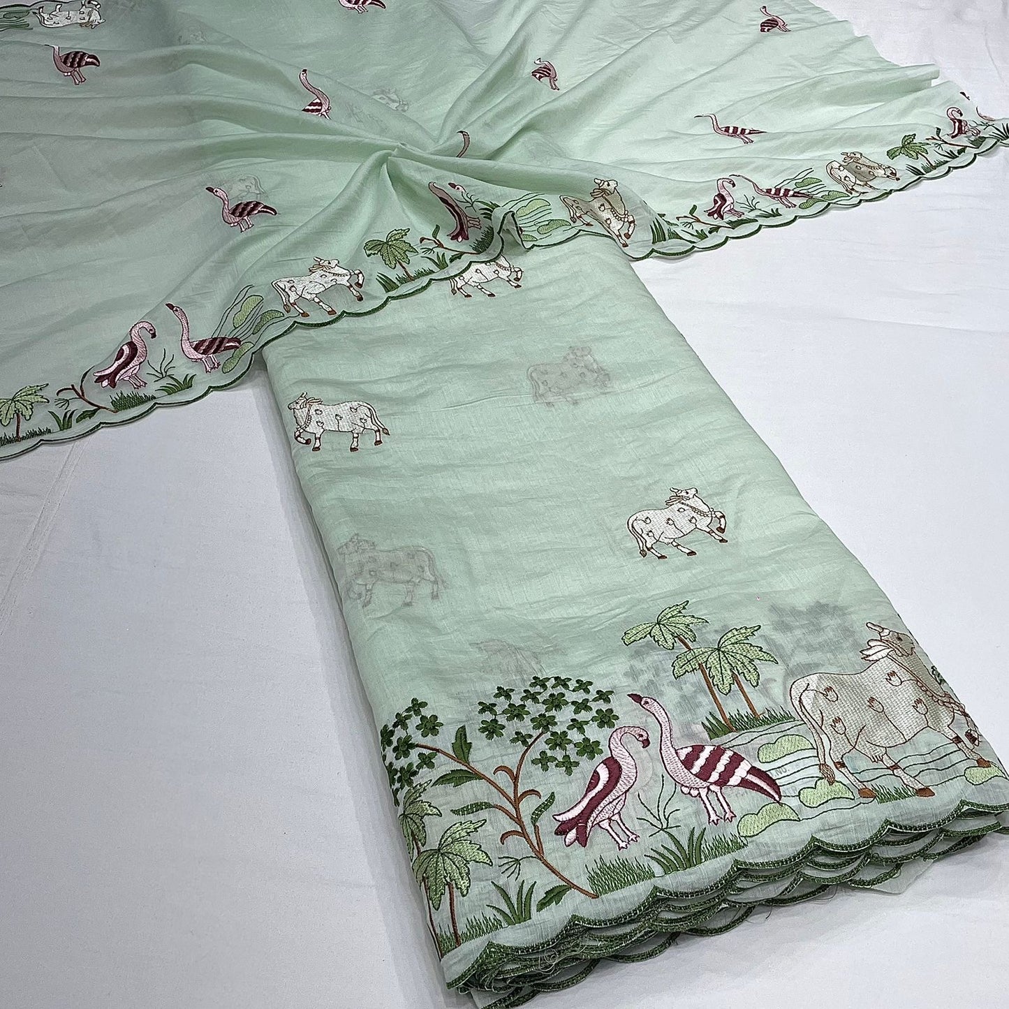 Pure Mul Embroidery 52” with Mul Embroidery 40” for Dupatta Combo