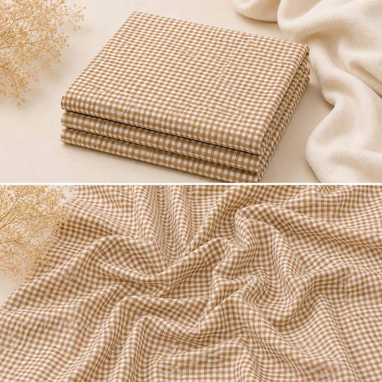 Pure Cotton Checked Fabric by Meter | Soft Breathable Cotton for Cord Set Dresses, Kurtis & Shirts (₹250 per meter)