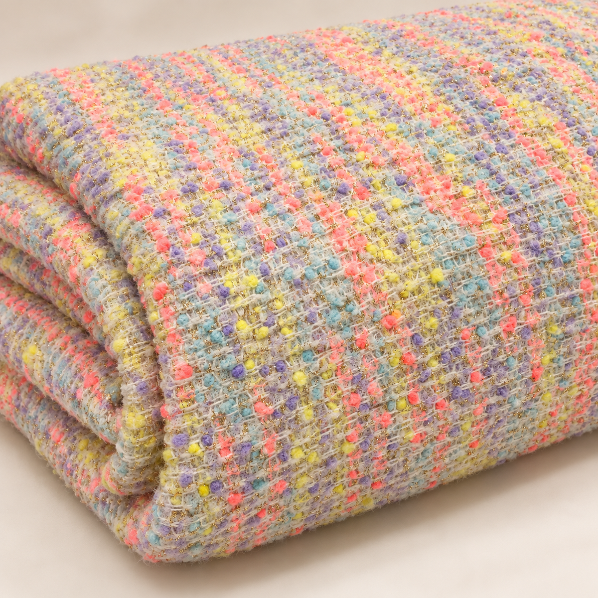 Premium Multicolor Tweed Fabric with Golden Shimmer | 54 Inch Wide Winter Fabric for Co-Ord Sets, Jackets & Coats etc (₹1050 per meter)