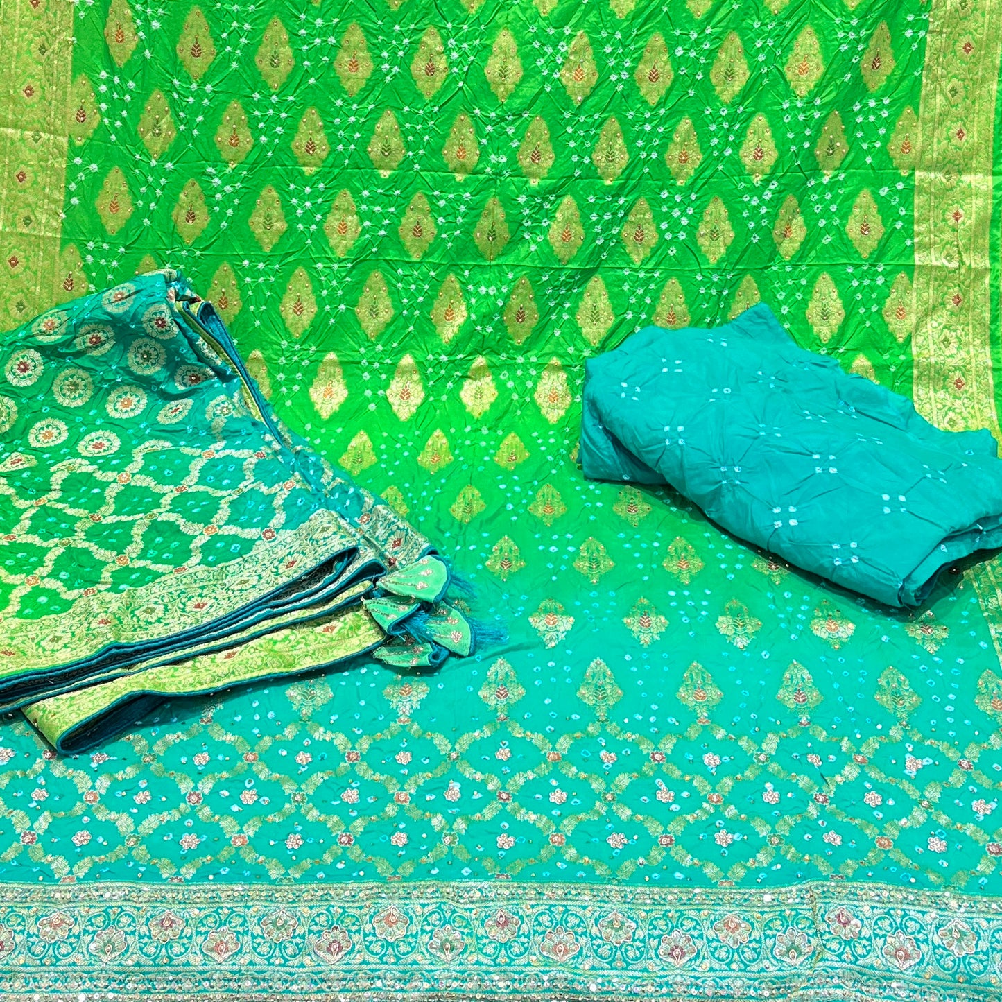 Banarsi Silk Premium Bandhej Suits
