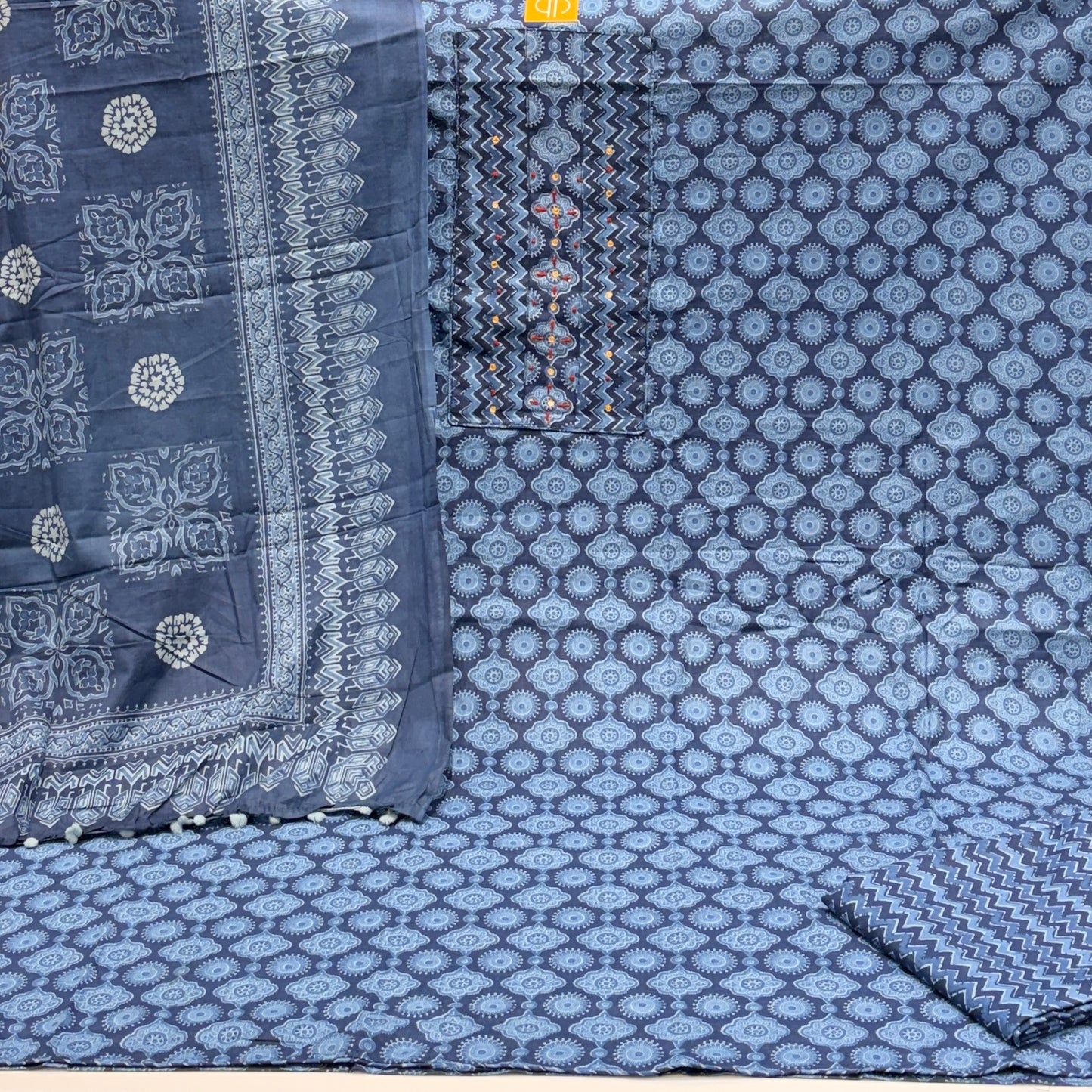 Pure Cotton Indigo Blue Suit (Unstitched)