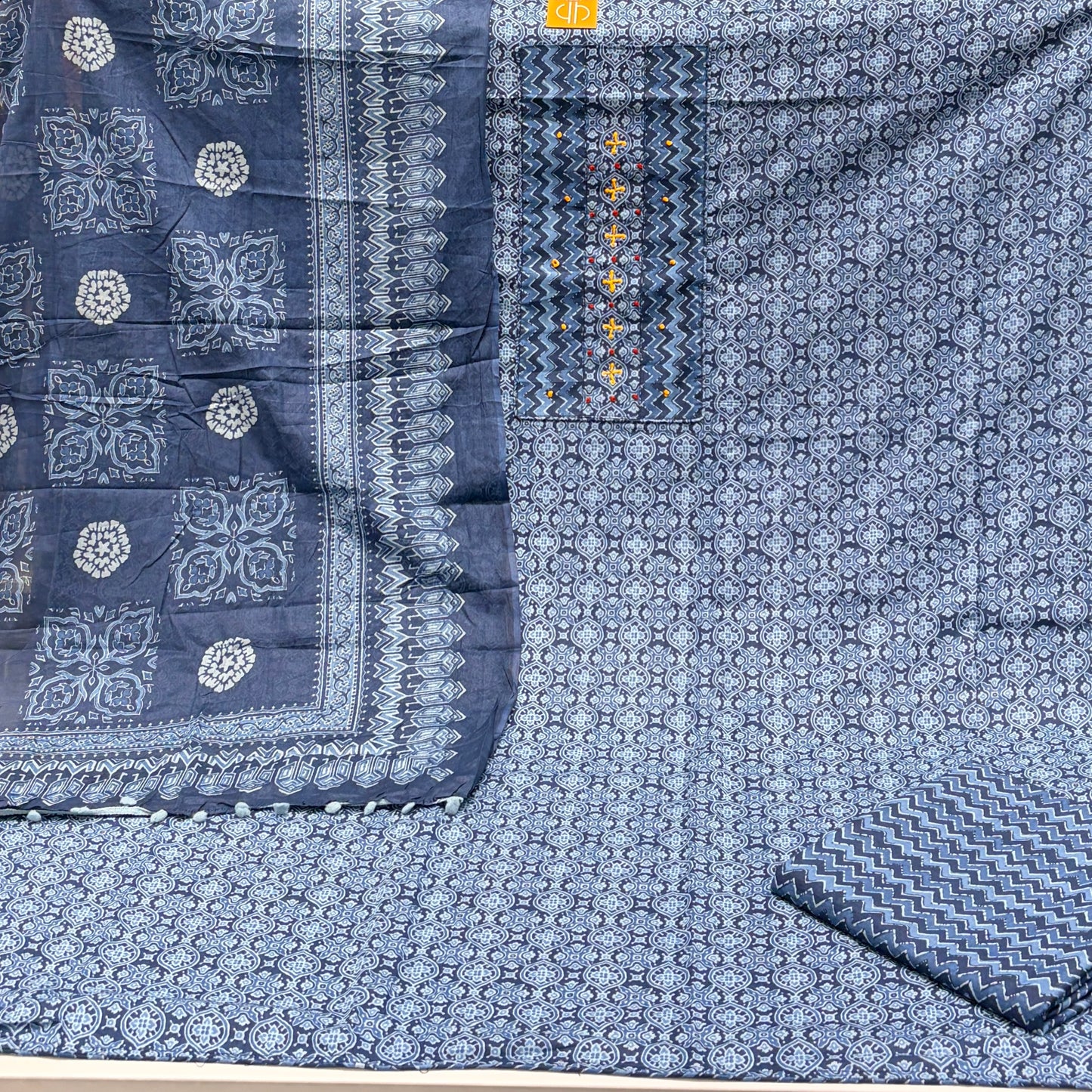 Pure Cotton Indigo Blue Suit (Unstitched)