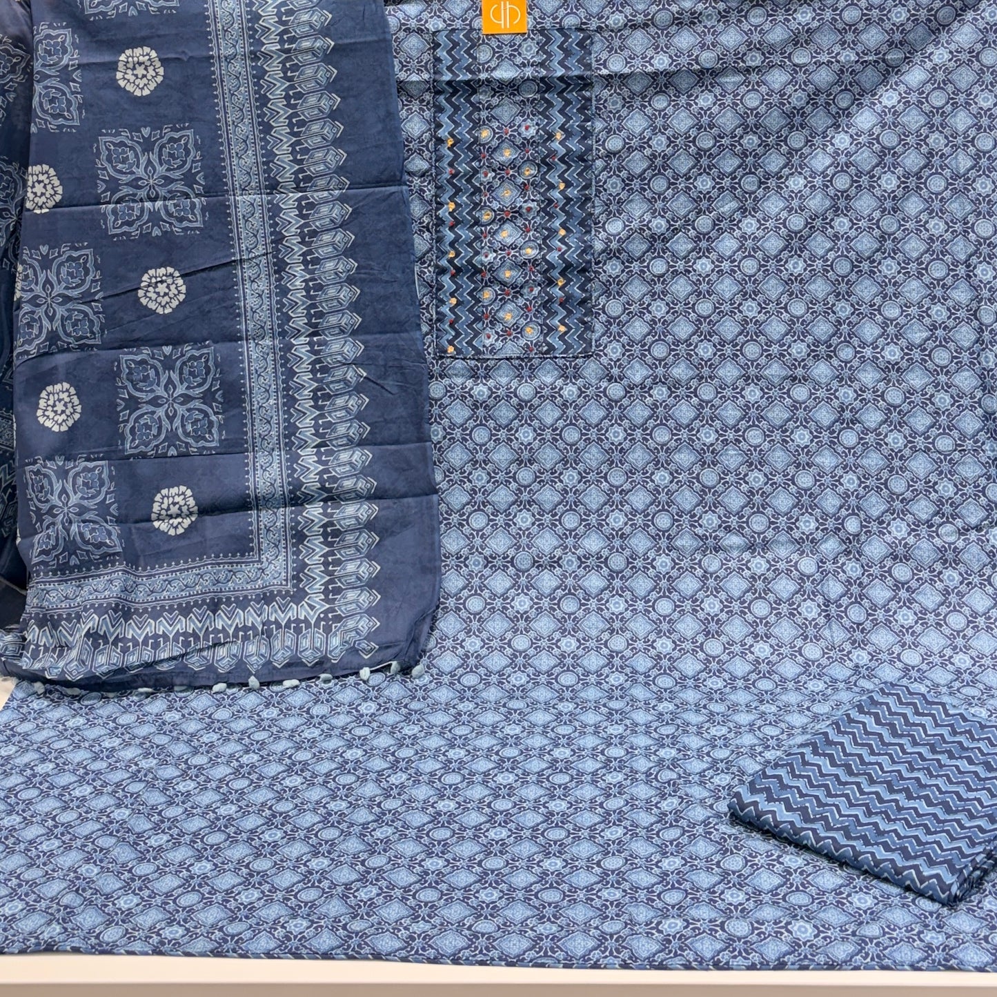 Pure Cotton Indigo Blue Suit (Unstitched)