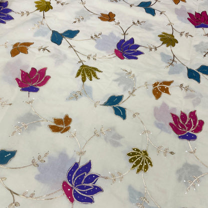 Pure Cotton Hand Prints with Gota Embroidery