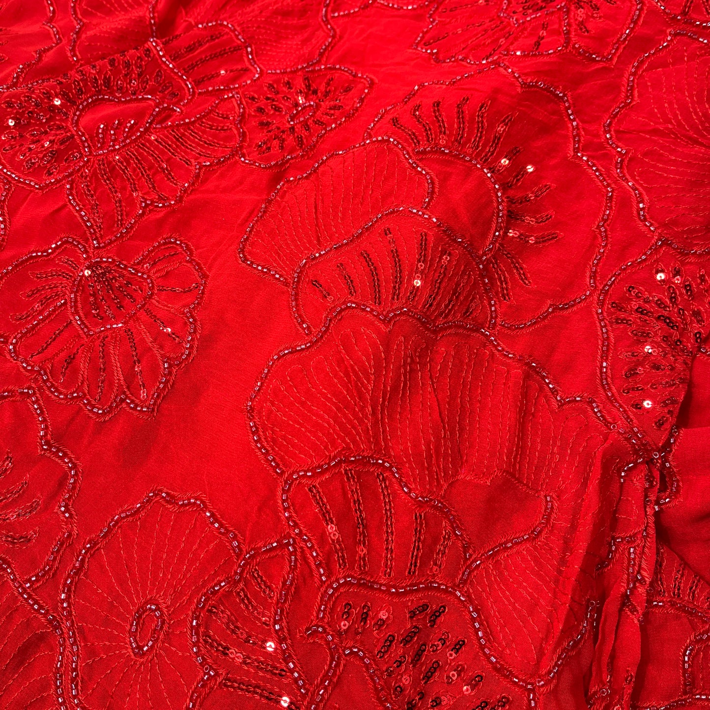 Pure Georgette Cutdana Embroidery