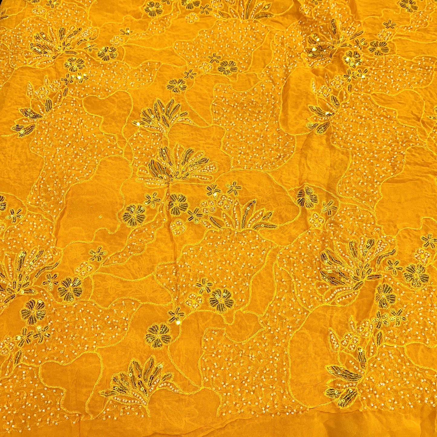 Pure Georgette Cutdana and Sequins Work