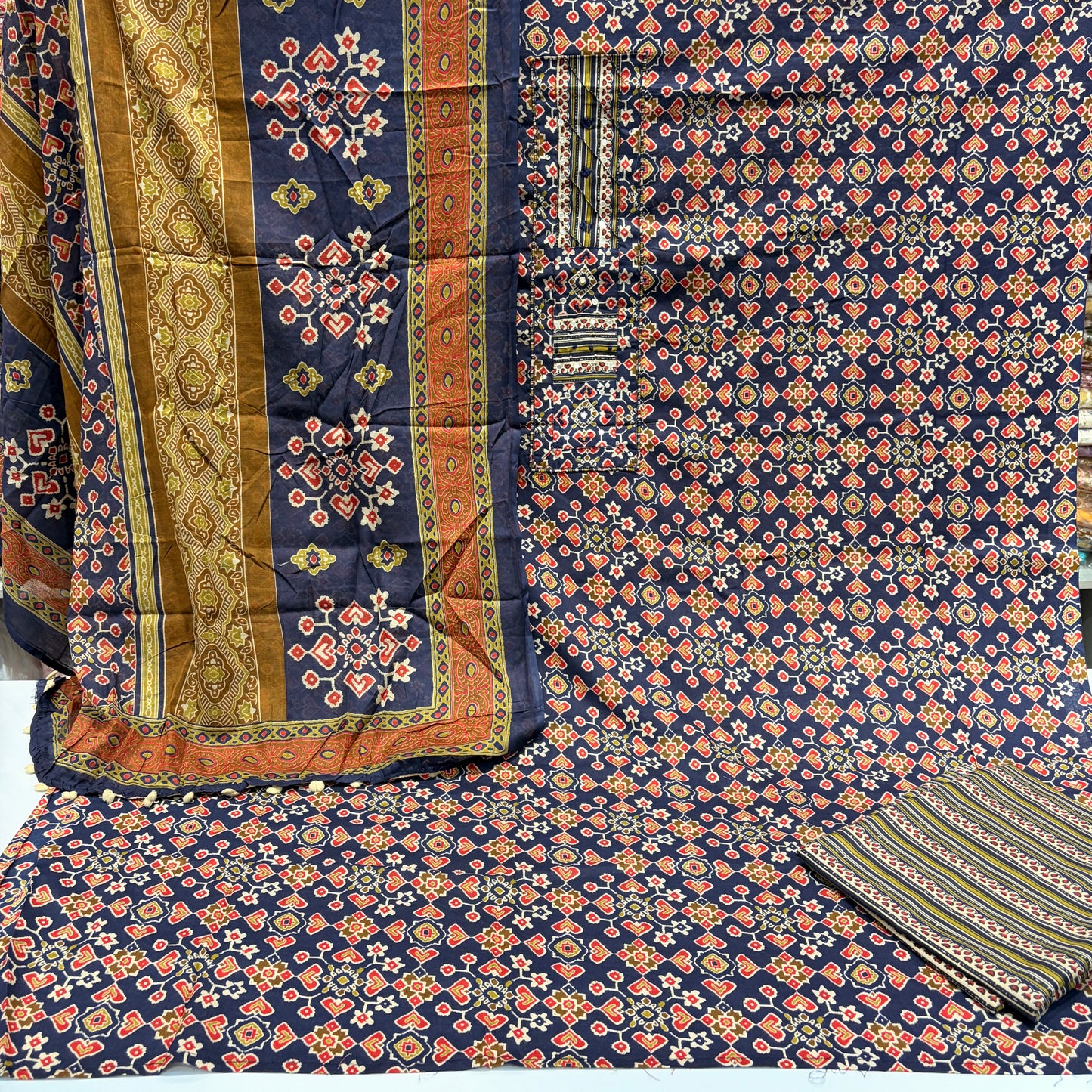 Pure Cotton Patola Suit (Unstitched)