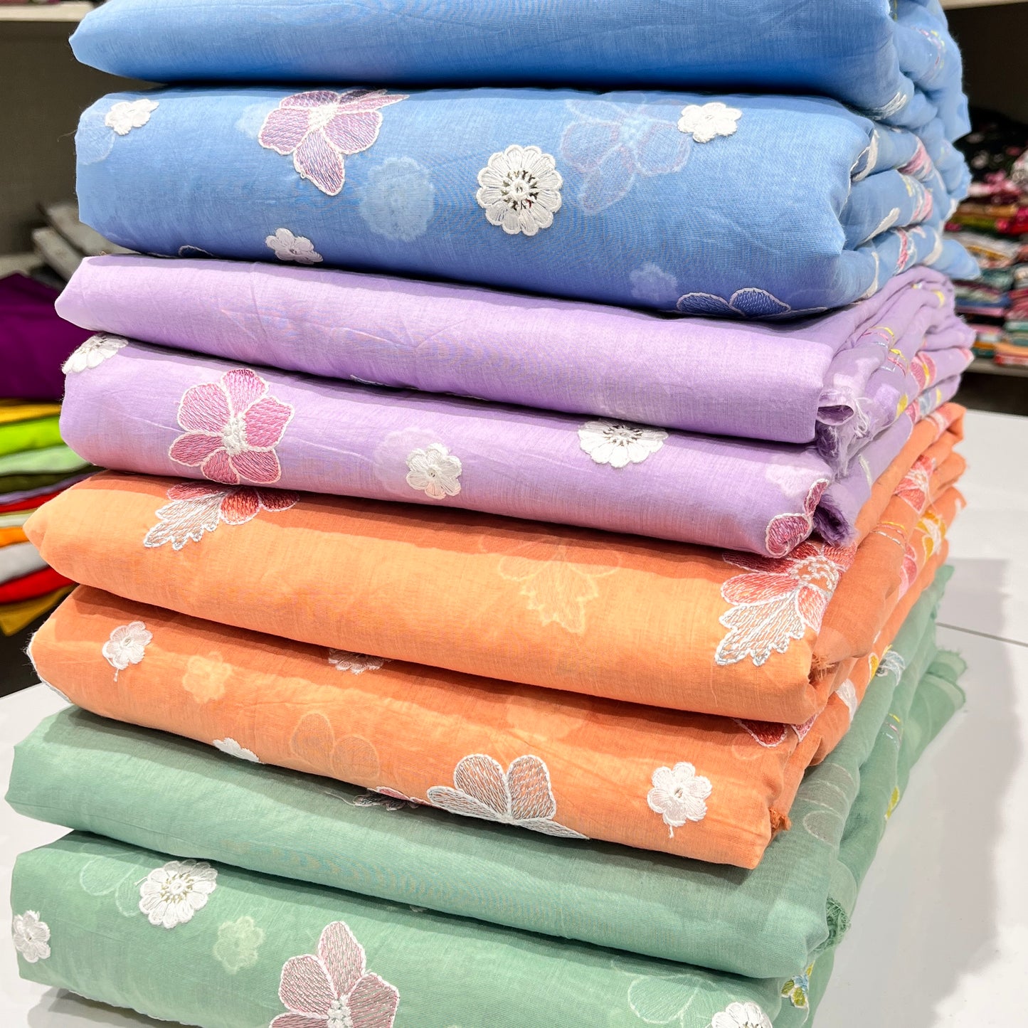 Mul Muslin Embroidered Combo of (Shirt+Dupatta)