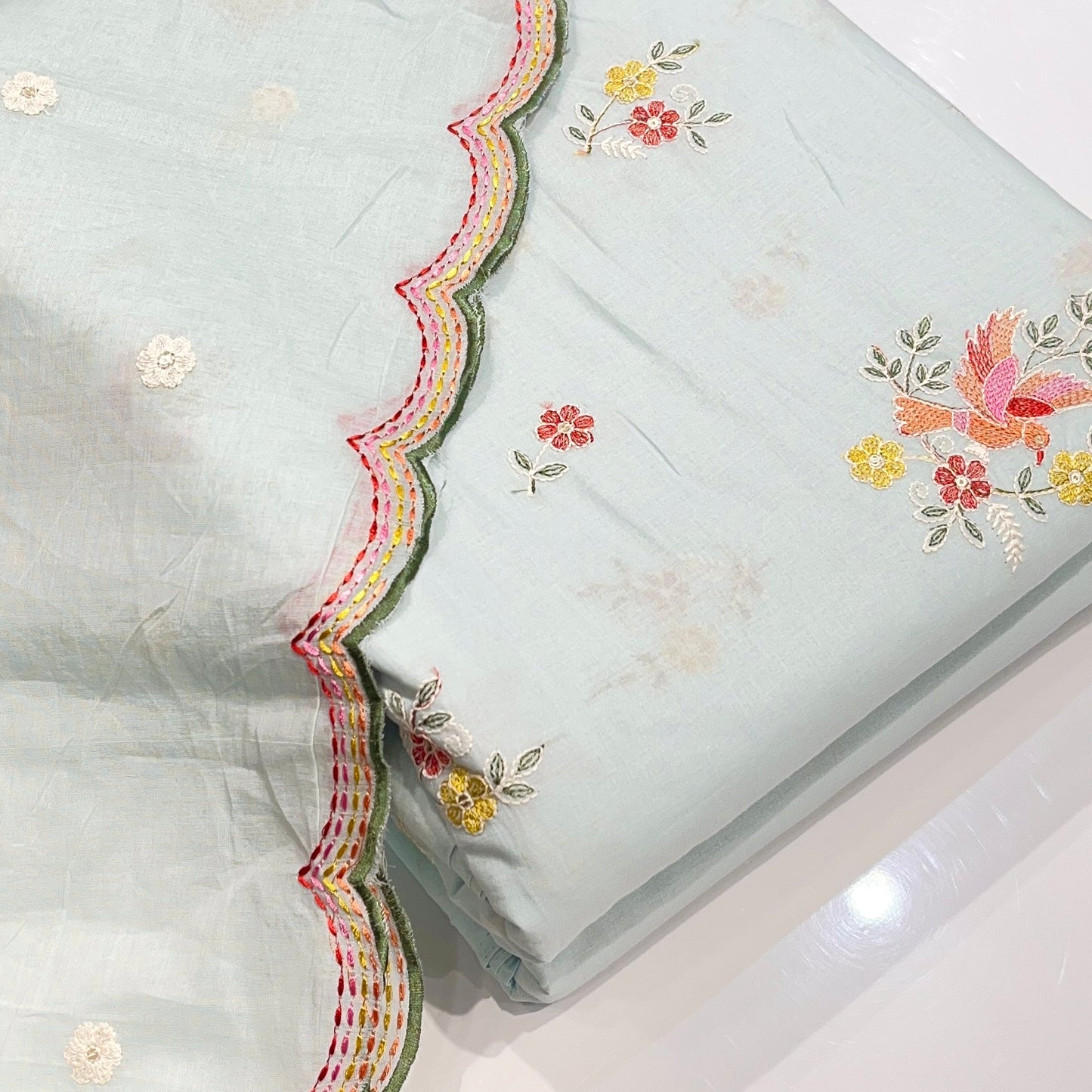 Pastel Cotton Embroidered Suit (Unstitched)