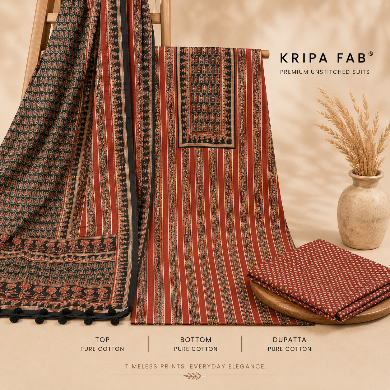 Pure Cotton Printed Suit (Unstitched)