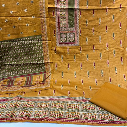 Pure Cotton Printed Unstitched Suit Mirror Highlighting (₹1090 per suit)