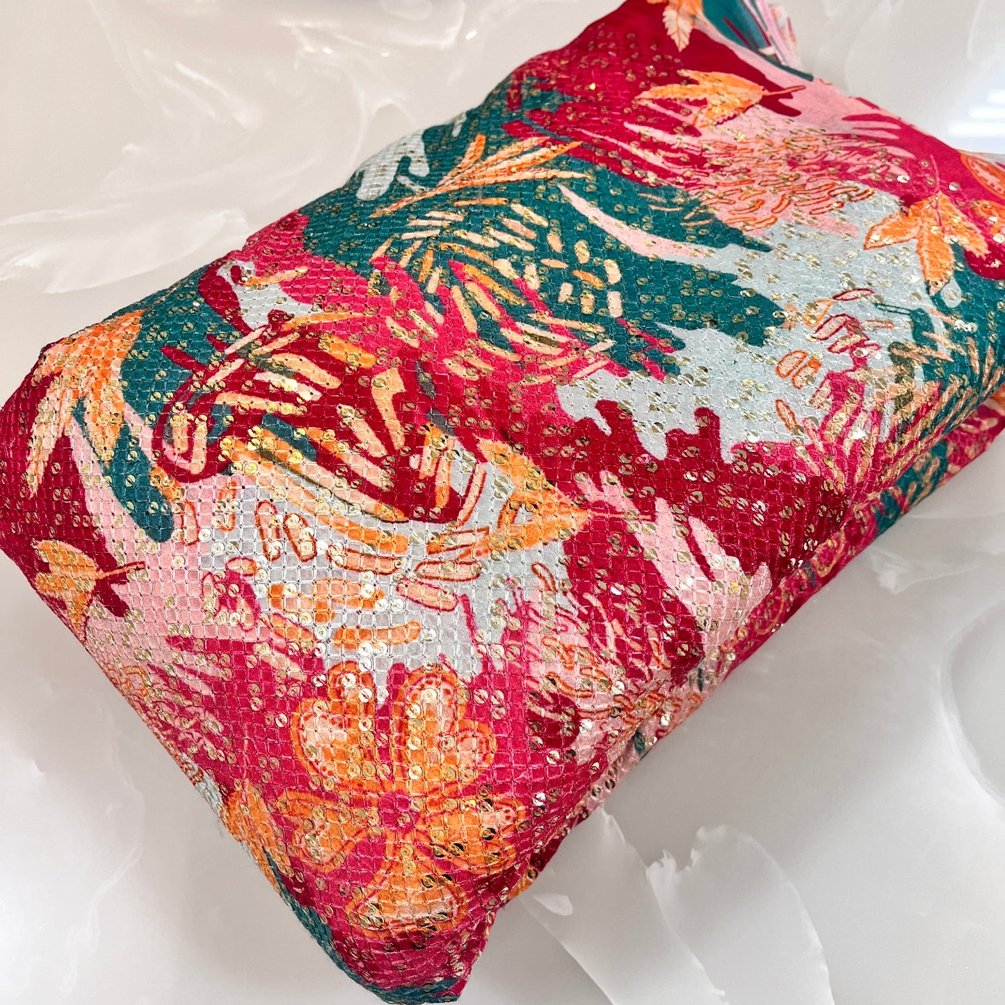 Pure Chinon Print with Embroidery