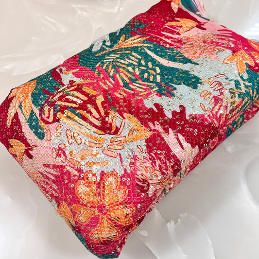 Pure Chinon Print with Embroidery