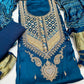 Gajji Silk Unstitched Suit with Embroidered Neckline & Bandhani Print (₹3700 per suit)