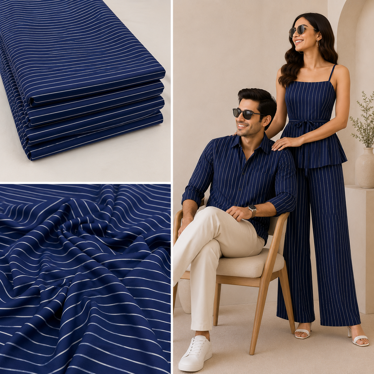 Pure Cotton Striped Fabric Big Width – Summer Dress & Shirt Material