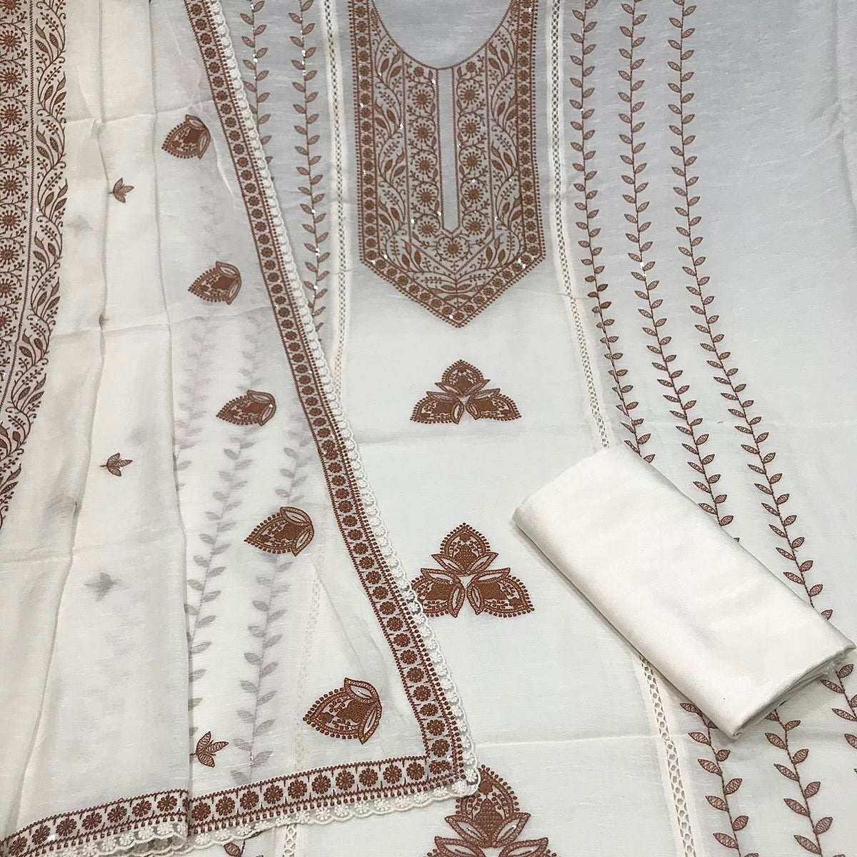 Pure Linen Cotton Embroidered Suit (3pc)