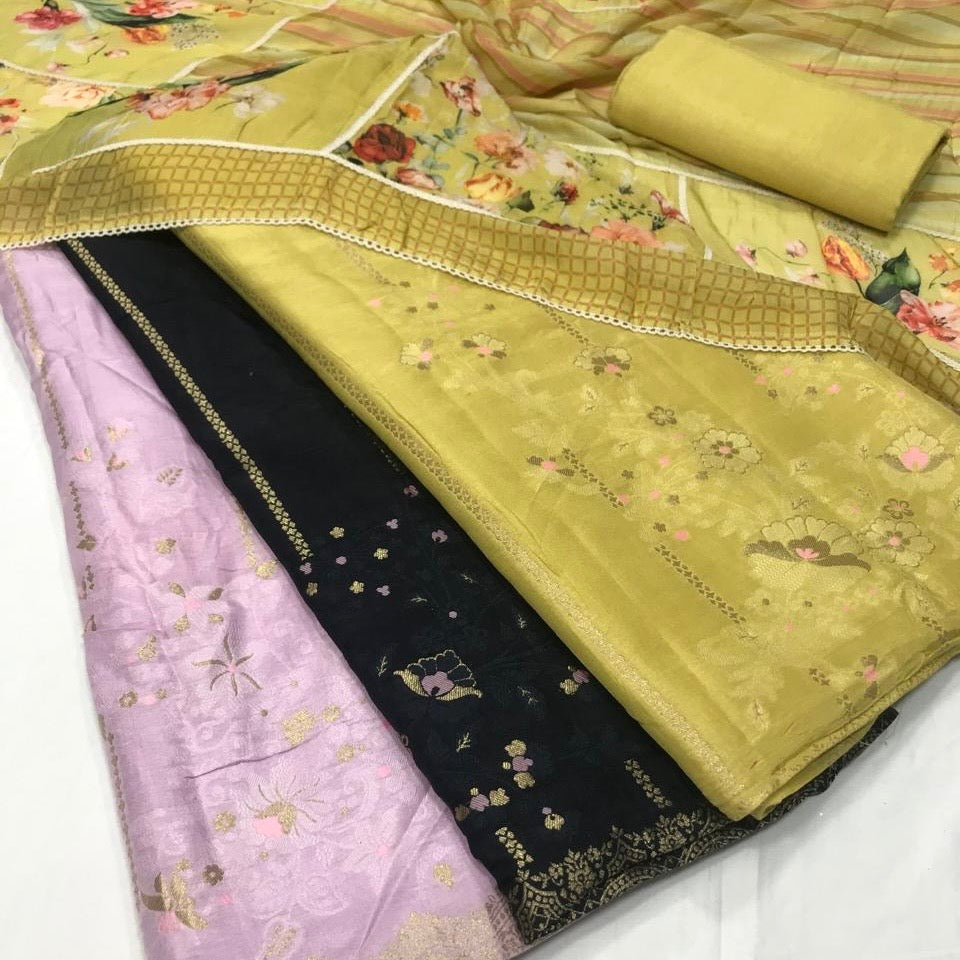 Pure Dola Silk Premium Suits (Unstitched)